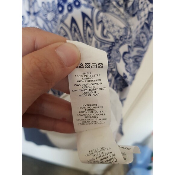 Atmosphere Women  Dress Size 4 Blue White Cap Sleeve Button Half Way Front Tied - Picture 11 of 12